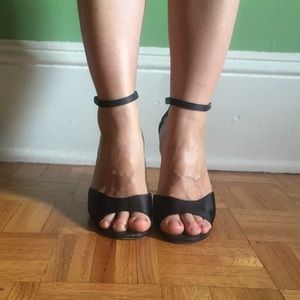 Christian Louboutin black satin heels